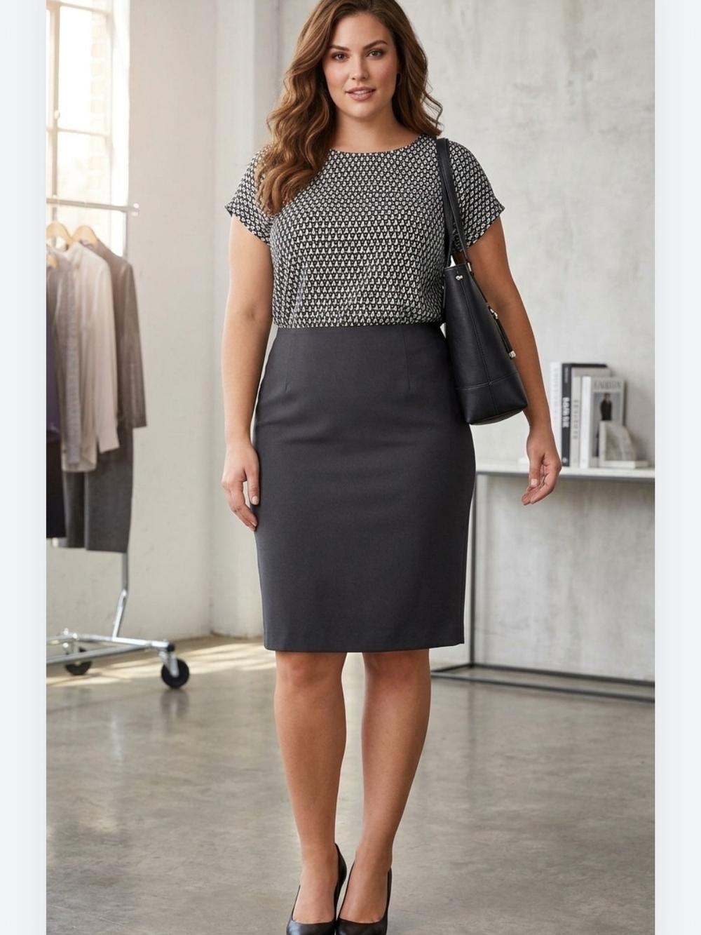 Kathie Lee Collection Black Pencil Skirt. Sz 16